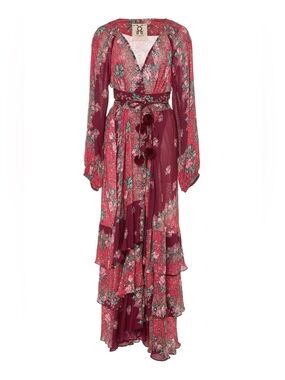 Figue Frederica Floral Ruffle Wrap Maxi Dress NO BELT XS/S